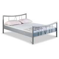 BedBox Metallbett Luisa, Traumhaftes Metallbett mit einem stabilen klassischen Rahmen, pulverbeschichtetes Metall, stabil und langlebig grau|silberfarben