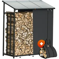 Gardebruk Kaminholzregal Anthrazit 198x163x70cm mit Abdeckplane + Tasche