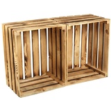GrandBox Holz-Kiste 50 x 40 x 30 cm geflammt 2er Set