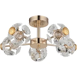 GLOBO lighting Deckenleuchte LED Deckenlampe Wohnzimmerlampe Metall Gold Glaskristalle 50 cm