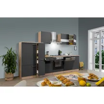 Respekta Einbauküche, Küchenzeile/Küchenblock KB310ESG Grau-Eiche Sägerau Nachbildung