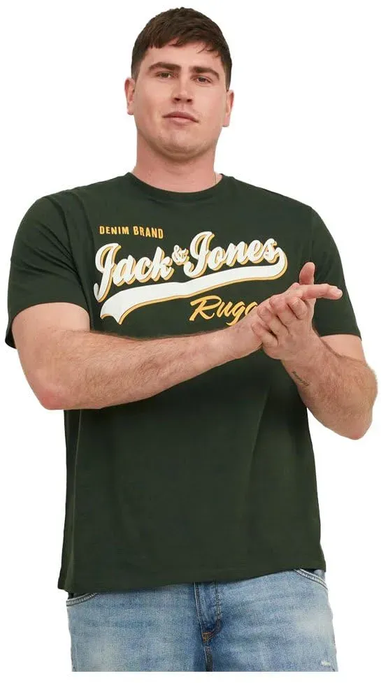 JACK & JONES Herren PLUS JJELOGO Tee SS O-Neck 2 COL 23/24 PLS T-Shirts, Mountain View, 6XL Grande Taille