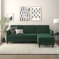 dorel home Eckcouch Velours 3-Sitzer Dunkelgrün