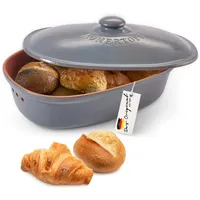 RÖMERTOPF Vorratsdose Brottopf oval MAXI 6,5 Liter - Keramik Brotkasten, Keramik, (Set), aus Naturton grau