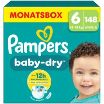 Pampers Pampers® Windeln baby-dryTM Monatsbox Größe Gr.6 (13-18 kg) für Kids und Teens, 148 St.