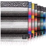 Authentische extra große mexikanische Decke (177,8 x 127 cm) – handgewebte Yoga-Decke, Serape-Decke, handwerkliche Falsa-Decke, Stranddecke, Campingdecke, Picknickdecke, Outdoor-Decke (grau)