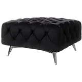 s-style möbel Chesterfield Polsterhocker River Mit Metall Füßen, Schwarz Samt