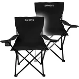 24MOVE® Campingstuhl Faltstuhl, 2er Set, schwarz, mit Getränkehalter und Tragetasche Outdoor, faltbar max. 100kg, Anglerstuhl, Klappstuhl