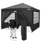 COBIZI Pavillon 3x3, Faltpavillon 3x3 Wasserdicht Stabil Winterfest|8X Heringe|4X Windseil|UV-Schutz 50+|Hoch Dichte Plane|Pop up Pavillon Klappbar 3x3m Zelt 3x3 Partyzelt(Schwarz)