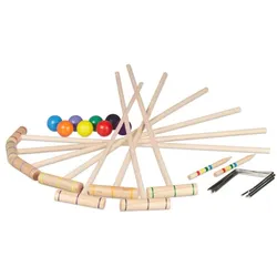 Relaxdays Krocket Spiel für Kinder & Erwachsene Gelb,Hellbraun,Rot