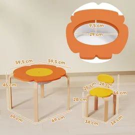aiyaplay Kindersitzgruppe 5-teilig 69 x 45 x 69 cm Holz lackiert mehrfarbig