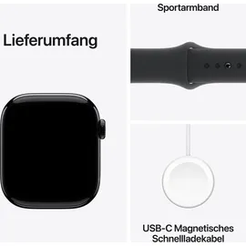 Apple Watch Series 10 GPS 42 mm Aluminiumgehäuse diamantschwarz Sportarmband schwarz S/M