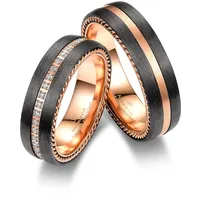 Verlobungsring MARRYA "MARRYA Carbon Ringe Trauringe Eheringe Partnerringe" Fingerringe Gr. 58, Carbon, rosegold (herren ring, schwarz, rosé) Damen