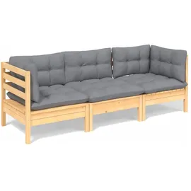 vidaXL 3-Sitzer-Gartensofa Loungesofa grau