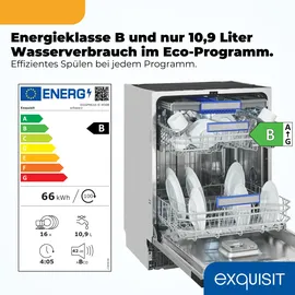 Exquisit EGSP9616-E-450B Geschirrspüler (vollintegrierbar, 598 mm)
