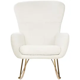Beliani Schaukelsessel ANASET Bouclé 74 x 99 x 99 cm Weiß/Gold