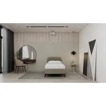 panda möbel Polsterbett, MAVILO - Komfortbett mit Stauraum, Einzelbett, 90x200cm, Braun, Taschenfederkernmatratze, H2/H3 - Braun