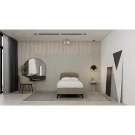 panda möbel Polsterbett, MAVILO - Komfortbett mit Stauraum, Einzelbett, 90x200cm, Braun, Taschenfederkernmatratze, H2/H3 - Braun