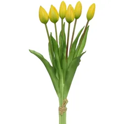 MARELIDA Tulpenbund mit 6 Blüten künstliche Tulpen Kunstblumen Dekoblumen H: 40cm gelb