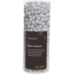 Decoris 10m Perlenkette 8mm Perlenband Girlande Weihnachtsbaumdeko Hochzeit weiß