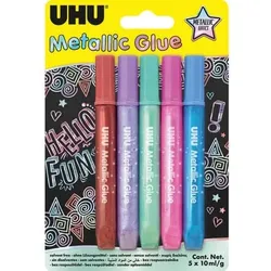 Bastelkleber Metallic Glue, ohne Lösungsmittel, 5 x Stift/Tube mit je 10g