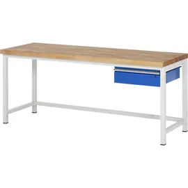 Rau Werkbank Holz/Stahlrohr B1000xT700xH840-1040mm 1 Schublade bunt höhenverstellbar