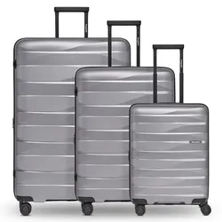 Bergpfeil Travel 4-Rollen Kofferset 3-tlg. mit Dehnfalte arctic silver metallic