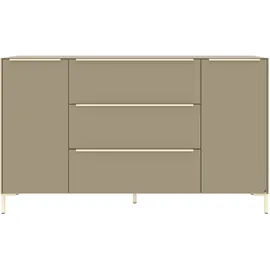 Set One by Musterring Sideboard "Reno", beige (taupe matt lack, glas taupe glanz), B:182cm H:108cm T:42cm, Glas, Holzwerkstoff, SET ONE BY MUSTERRING, Sideboards, Sideboard, Mit Winkelfuß in diversen Farben, 108 cm Höhe & Farbauswahl