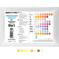 Bmut 9in1 Trinkwassertest Teststreifen für Leitungswasser 25 St