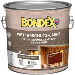 BONDEX Wetterschutz-Lasur für Aussen, Holz-Schutz, UV-Schutz, seidenmatt, Mahagoni, 2,5 l