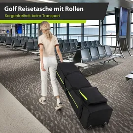 Costway Golf Reisetasche mit Rädern, Golfbag faltbar für Fluglinien mit Schlüssel, 31,5 x 25,5 x 128cm - Schwarz