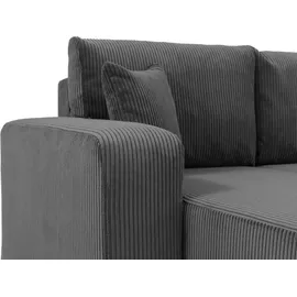 Mirjan24 Wohnlandschaft Piano U Cord, Wohnzimmer Eckcouch mit Bettkasten und Schlaffunktion, Schwarze Füße, Wellenfeder, U-Form (Farbe: Poso 100) - Beige