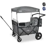 fablekids Bollerwagen Leo X4 Plus grau, Hecktasche, Abdeckhaube grau