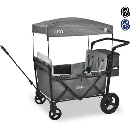 fablekids Bollerwagen Leo X4 Plus grau, Hecktasche, Abdeckhaube grau