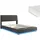 [en.casa] LED Polsterbett Tröstiar mit Matratze 140x200cm Schwarz [en.casa]
