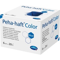 Hartmann 9324731, Peha-Haft Color Fixierbinde latexfrei 6cmx20m Blau Kohesiver Elastischer anpassender Verband, 6 cm x 20 m