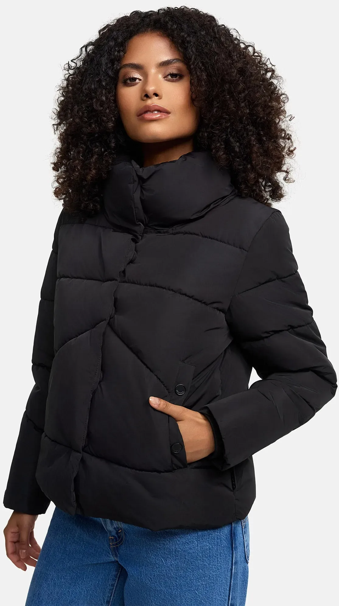 Winterjacke MARIKOO "Jalliaa", Damen, Gr. S, schwarz, Obermaterial: 100% Polyester; Innenmaterial: 100% Polyester., Jacken, mit schönem Steppdesign