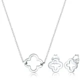 Elli Damen Echtschmuck Schmuckset Halskette Kette Ohrringe Stecker Kleeblatt Glücksbringer in 925 Sterling Silber 40 cm Länge