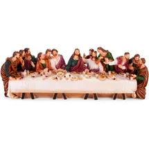 Brubaker Das letzte Abendmahl - Jesus und Seine 12 Jünger am Tisch - 36 cm Weihnachtsfigur mit handbemalten Figuren aus Polyresin - Abendmahlszene Weihnachtsdekoration - Tischdekoration