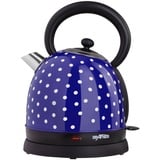 Grafner Wasserkocher 1,8 Liter 2200W Teekocher Edelstahl Retro Design Blau