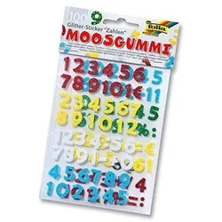 folia Moosgummi Glitter-Sticker, Zahlen