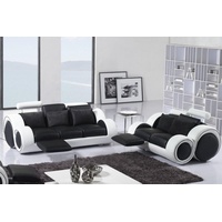 JVmoebel Sofa Ledersofa Couch Sofagarnitur Neu 3+2 Sitzer Garnitur, Made in Europe schwarz