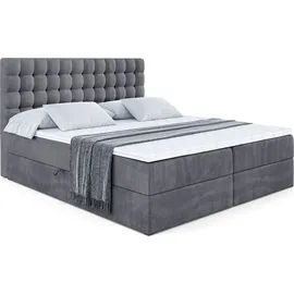 altdecor Boxbett, mit H3-Matratze und Lattenrost - VIONE - 160x200 Dunkelgrau