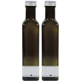 mikken Viva-Haushaltswaren Gabriele Hesse e.K. Ölflaschen 2x 250ml grün-braune Glasflasche zum selbst befüllen, inkl. 2 Beschriftungsetiketten