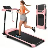 Nettlife Laufband Klappbar 14 km/h 90 kg Belastbarkeit bis 7% Steigung Jogging Pad, für Zuhause Walking Pad LED-Anzeige & Handlauf,107 x 39x 105.5 cm rosa