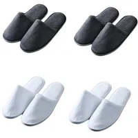 Teceyfeet 4 Paare Einweg Hausschuhe Set, 29 * 11cm Gästeschuhe Pantoffeln SPA Hotelslipper Rutschfeste Badeslipper Gästepantoffeln,Unisex Frottierslipper für Hotel Reisen - 42 EU