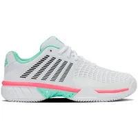 K-Swiss Express Light 3 Clay Tennis Shoe, White/Neon Mint/Neon