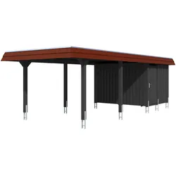 Einzelcarport SKANHOLZ "Wendland", anthrazit, rote blende, H: 243cm, Carports
