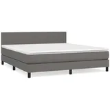 vidaXL Boxspringbett mit Matratze Grau 180x200 cm Kunstleder