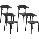 Beliani Gartenstühle, Schwarz, Kunststoff, 4-Sitzer, 50x76x49 cm, Gartenmöbel, Gartenstühle, Gartenstühle